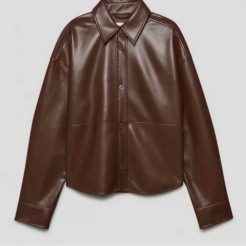Aritzia Babaton Pelli Hip Shirt Jacket Vegan leather-Size S-NWOT